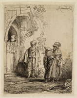 KG 03682
          <br/>
          Drie oosterse figuren (Jacob en Laban?) ( B 118 )
          <br/>
          <em>Rembrandt (1606-1669)</em>